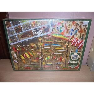 New Sealed Cobble Hill 1000 Piece Puzzle "Fishing Lures" Poster Included!